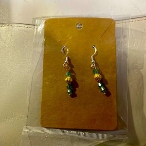 Green and gold earrings